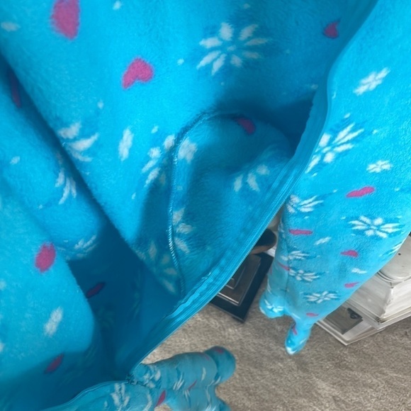 Jenni by Jennifer Moore Fleece Adult Zippered Footed Onesie Blue Hooded Pajamas - Picture 9 of 12